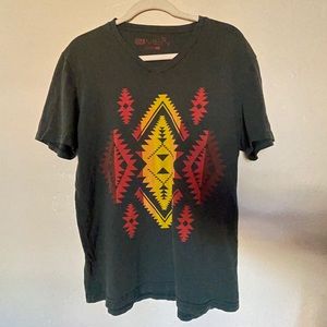 Forever 21 Men’s M Dark Green Tribal V-neck Shirt